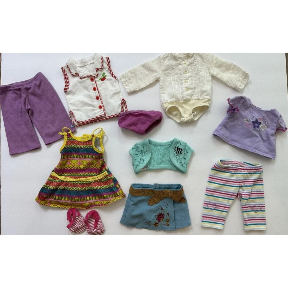 American Girl Doll Clothes 10 PC Maryellens Cherry Shirt Julies White Top Shoes